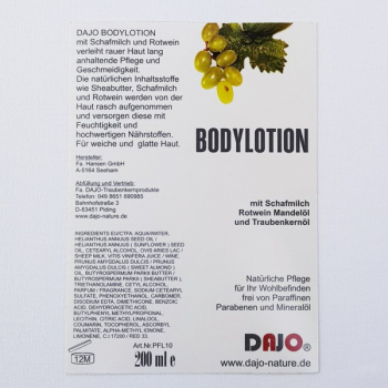 DAJO Bodylotion mit Schafmilch, Traubenkernöl und Rotwein 200ml